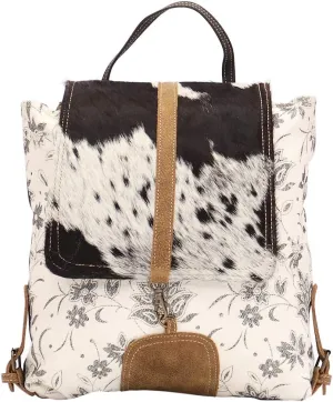 Myra Bag Bloom Bleach Upcycled Canvas & Cowhide Backpack S-1504