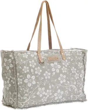 Myra Bag Chalky Upcycled Canvas & Leather Weekender Bag S-1473
