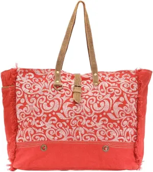 Myra Bag Summarize Upcycled Canvas & Leather Weekender Bag S-1472