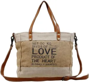 Myra Bag Sustainable Organic Fabric Market Bag Upcycled Cotton & Leather S-2887