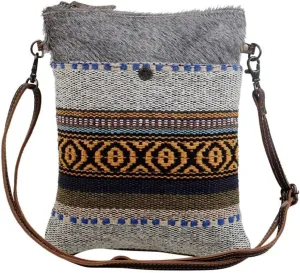 Myra Bag Tribal Pattern Small & Crossbody Bag Upcycled Cotton & Hair Leather S-2880