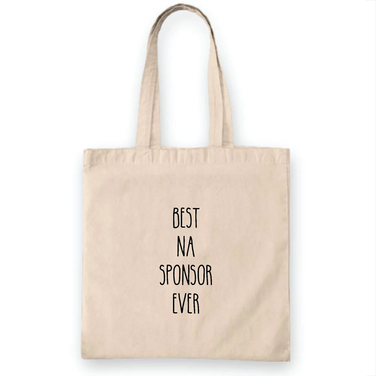 NA Sponsor Gift for Addiction Recovery Best Sobriety Support Natural White Multicolor Canvas Tote Bag