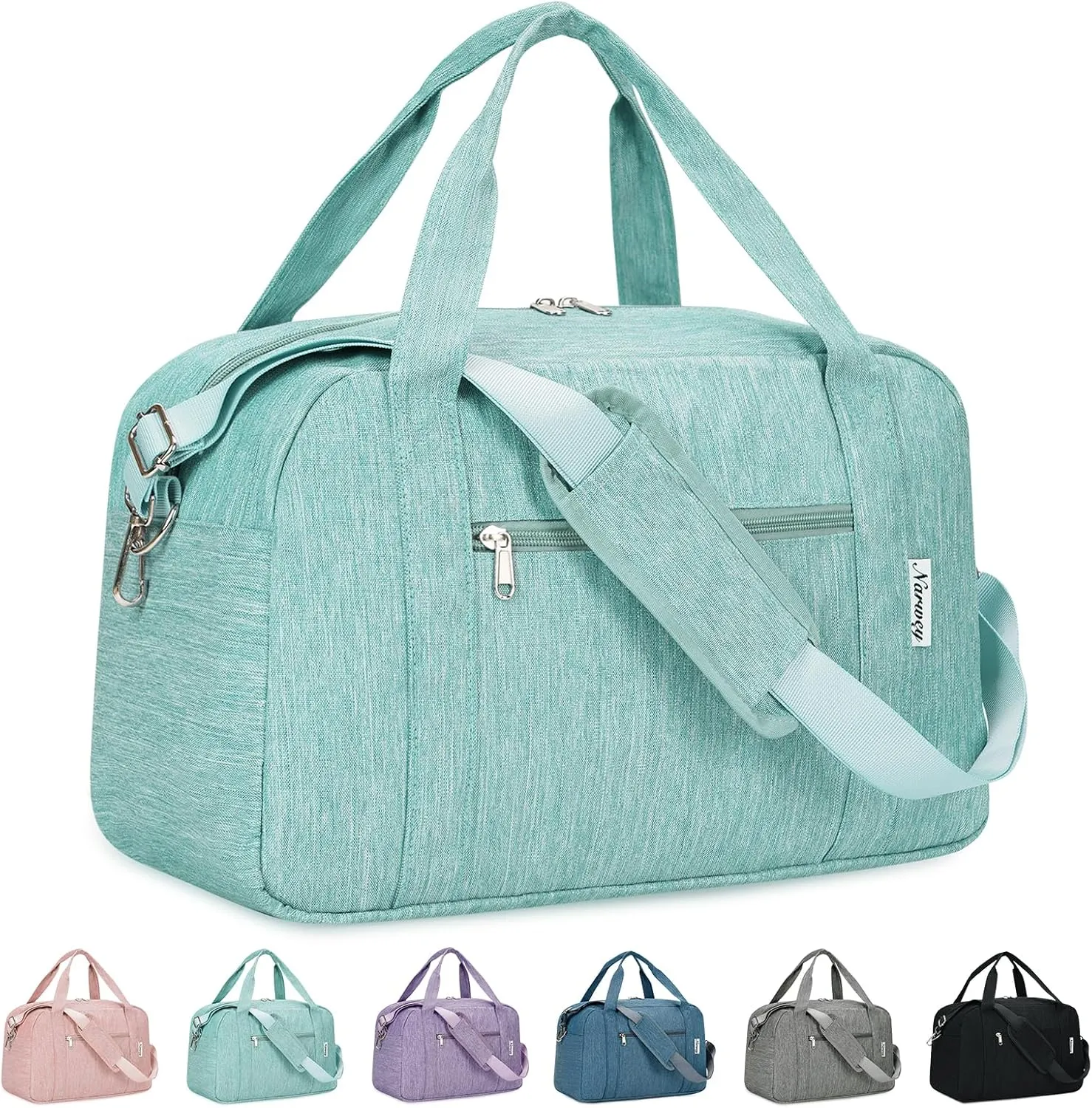 Narwey 18" Carry on Bag Underseat for Airplane with Wet Pocket Spirit Airlines Personal Item Bag Travel Duffel Bag Small Gym Bag Weekender Overnight for Women and Men (Mint Green)