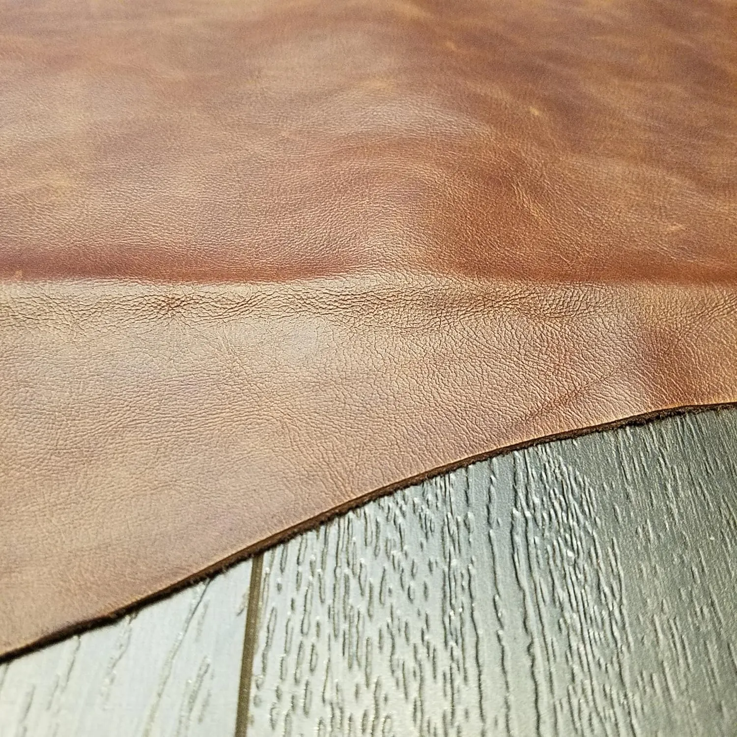 NAT Leathers Brown Cognac 21-25 Square Feet (at Least 31" X 55") Weekender Two Tone Soft Upholstery Chap Cowhide Genuine Leather Hide Cow Skin