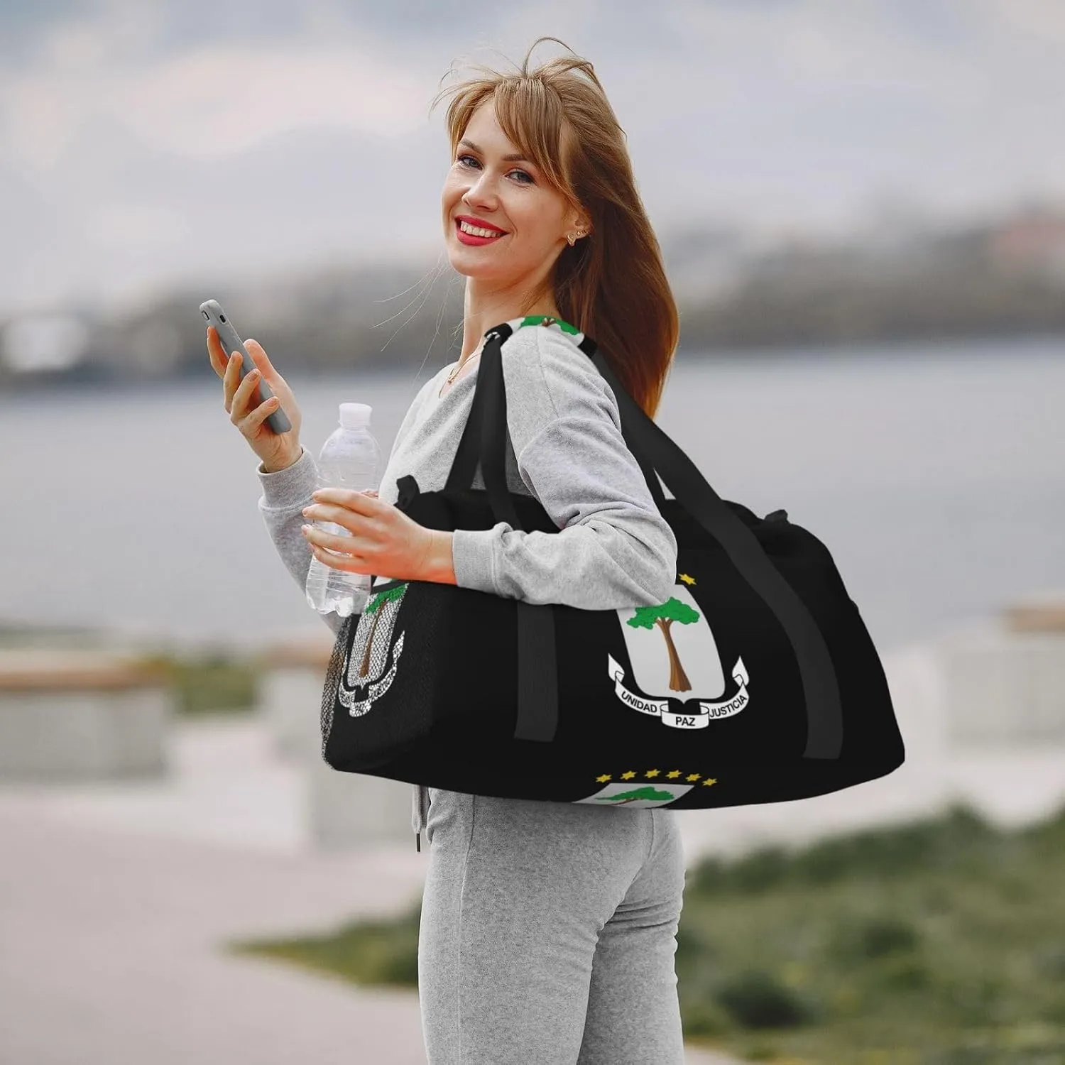 National Emblem Of Equatorial Guinea Travel Duffel Bag Large Foldable Waterproof Overnight Bag For Beach Swim Bags Pool Sports Gym