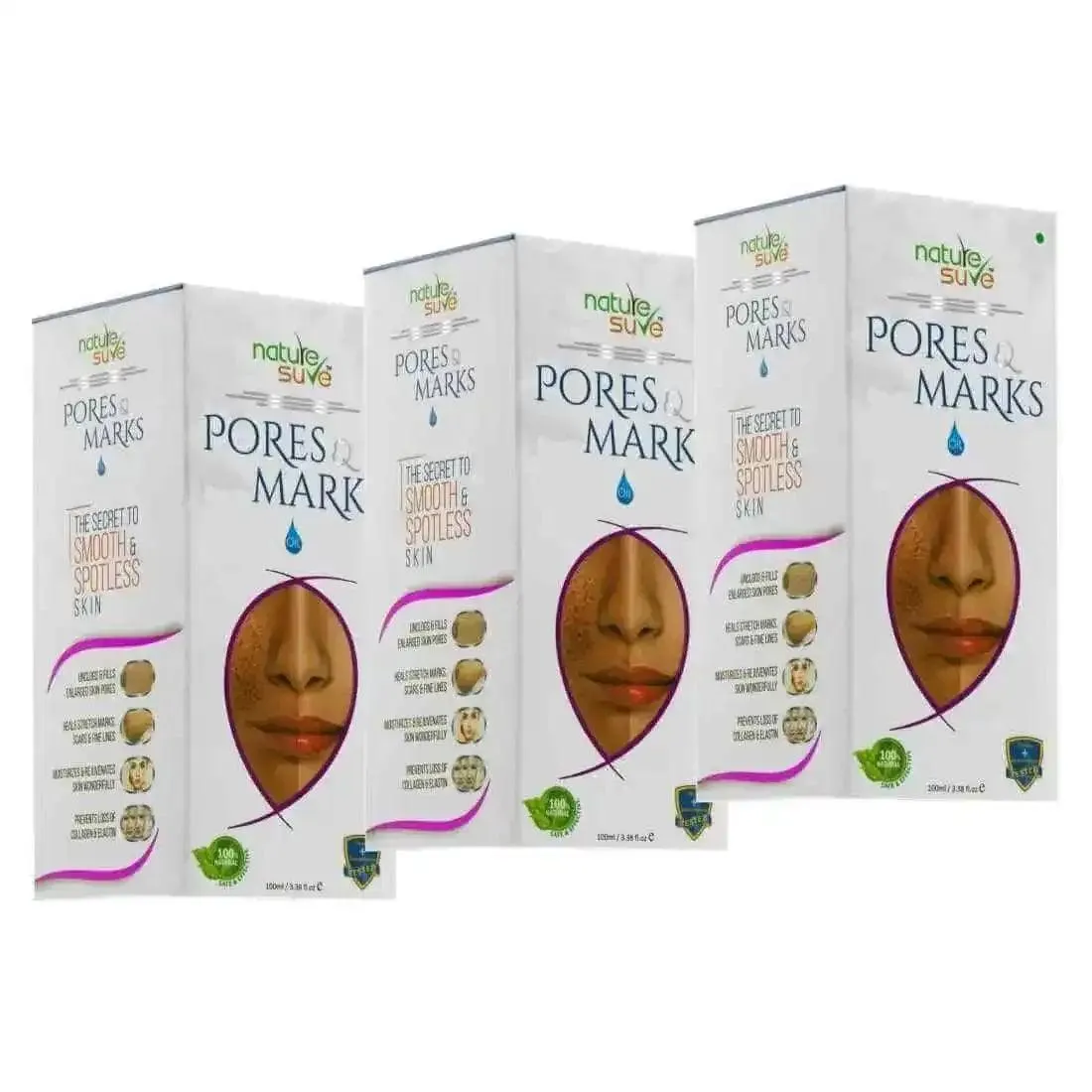 Nature Sure Pores and Marks Facial Oil with SPF 50 Sunscreen, Natural Skin Glow and Ultralight Face Care