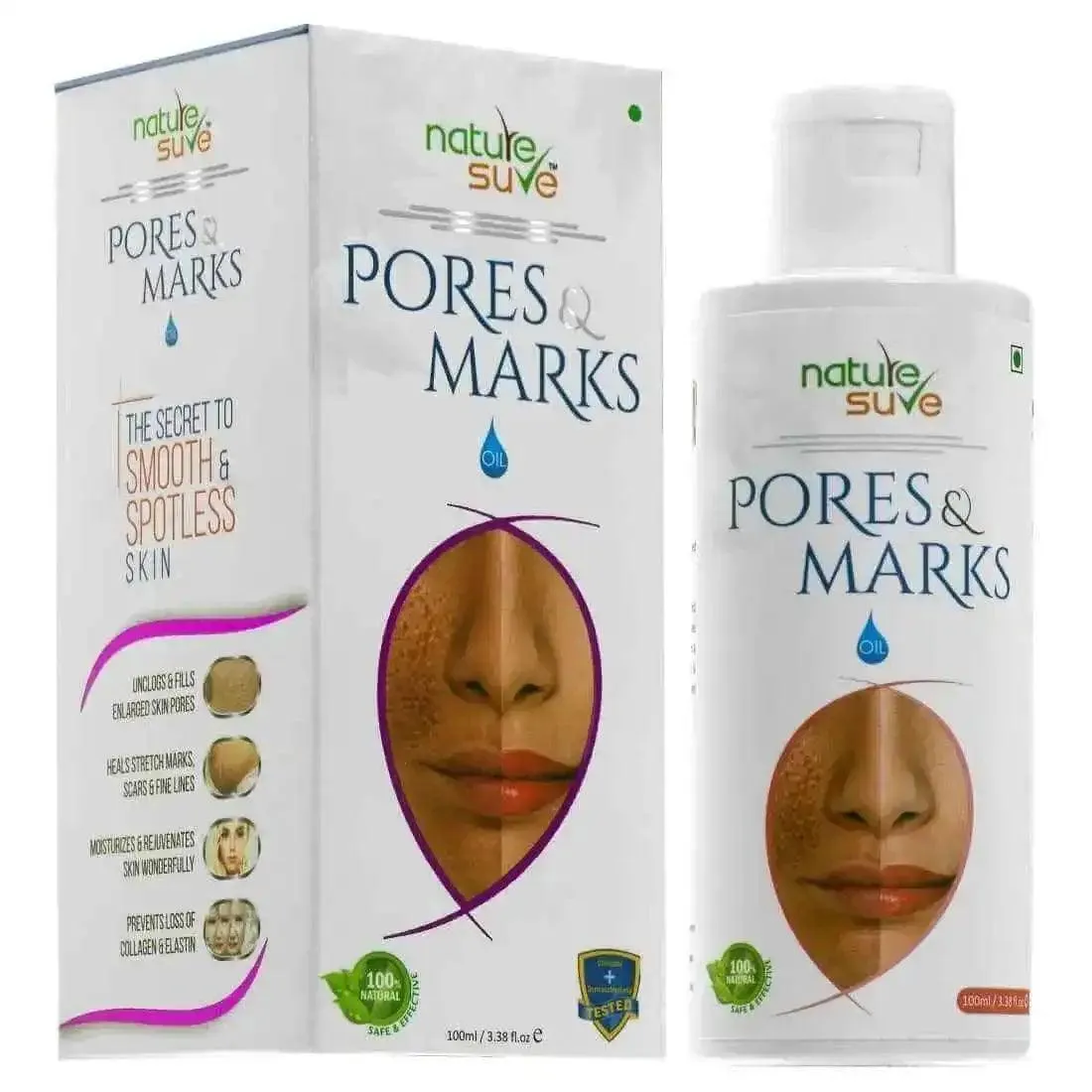 Nature Sure Pores and Marks Facial Oil with SPF 50 Sunscreen, Natural Skin Glow and Ultralight Face Care