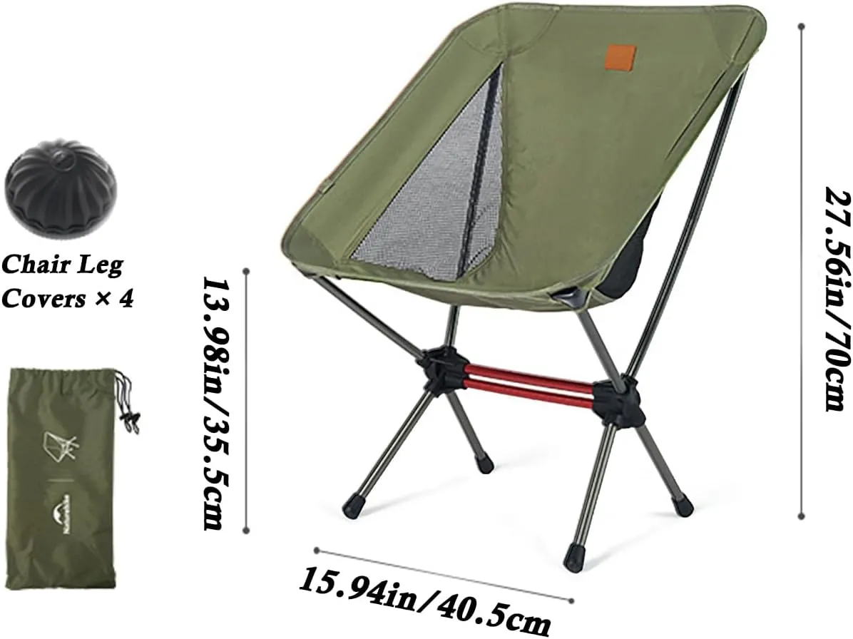 Naturehike Camping Chair, Foldable with Storage Bag, Outdoor Portable for Adults, Lightweight, Supports 265lbs, Backpacking for Fishing, Hiking, Beach, Lawn