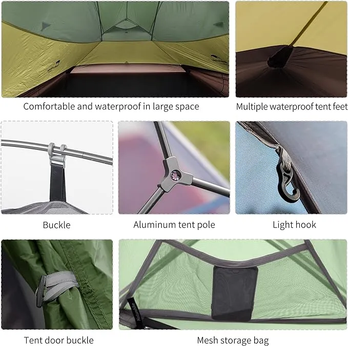 Naturehike Cloud-Up 3 Person Lightweight Backpacking Tent with Footprint - 3 Season Free Standing Dome Camping Hiking Waterproof Backpack Tents
