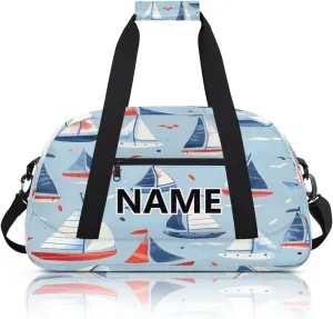 Nautical Sailing Mini Gym Bag 18 inch for Women Men Waterproof Custom Cartoon Sailboat Travel Duffel Bag Carry On Overnight Tote Nurse Bag for Work Fitness Hiking