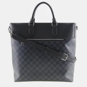Navy Blue Damier Ebene Canvas Cobalt Newport Tote Bag