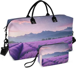 Nebula Lavender Field Duffel Bag for Traveling, Travel Bag Gym Bag, with Multiple Interior Pockets Shoulder Weekender Bag for Women Men with Toiletry Bag 20.5L x 1.9W x 13.8H