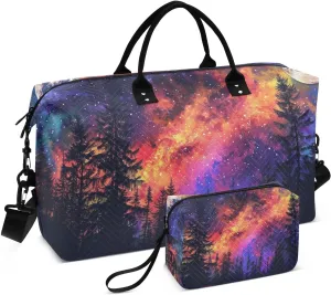 Neon Forest Moon Landscape Duffel Bag for Traveling, Travel Bag Gym Bag, with Multiple Interior Pockets Shoulder Weekender Bag for Women Men with Toiletry Bag 20.5L x 1.9W x 13.8H