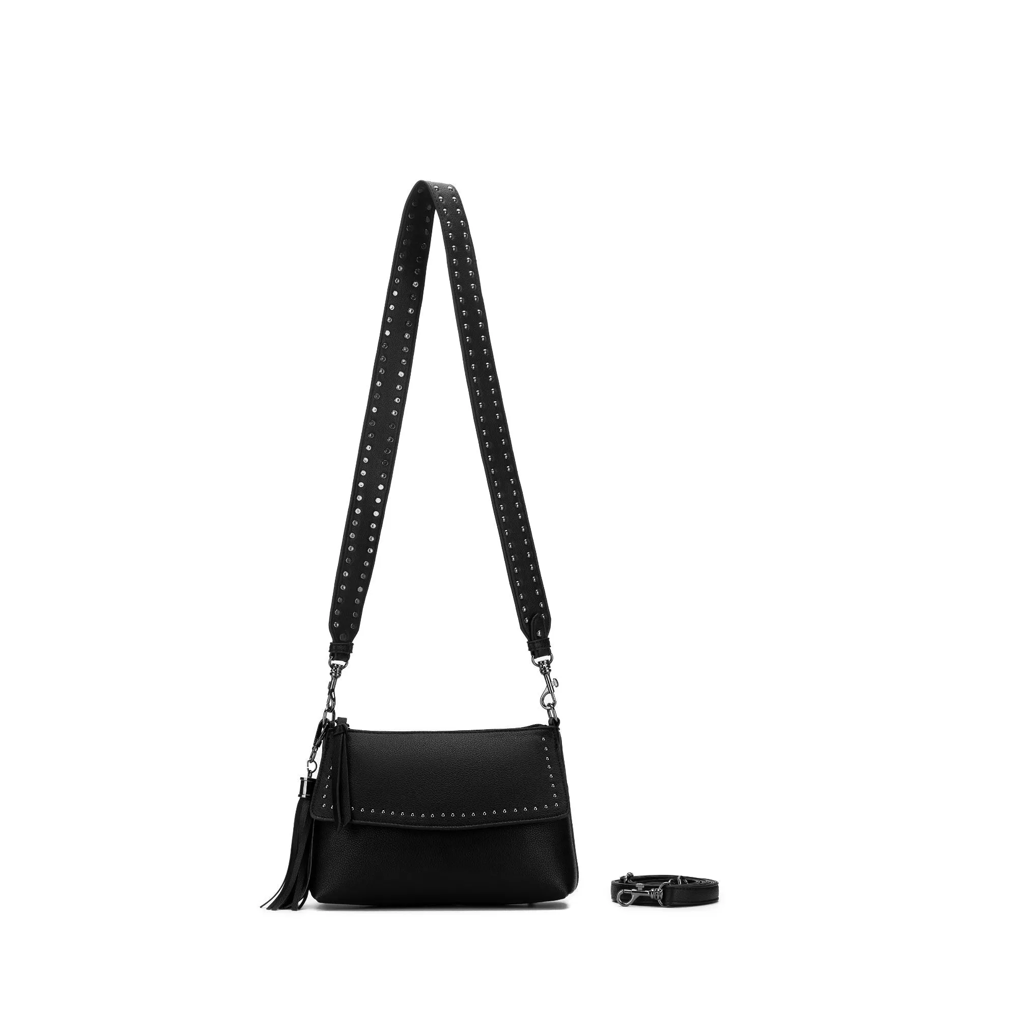 Nevada  Studded Black Crossbody Bag