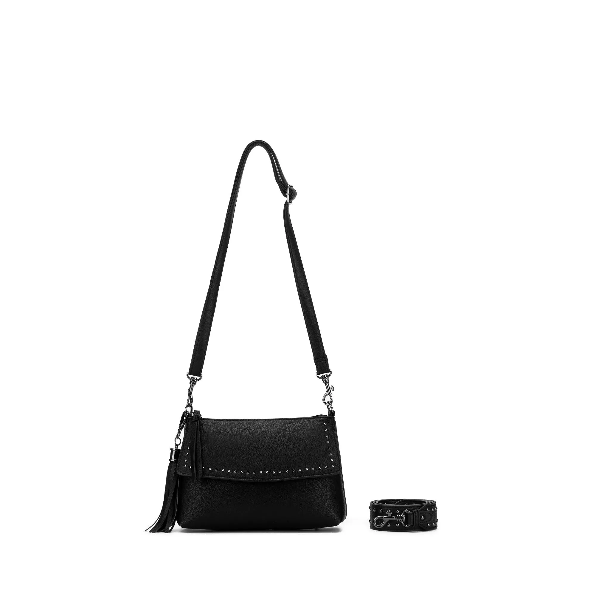 Nevada  Studded Black Crossbody Bag