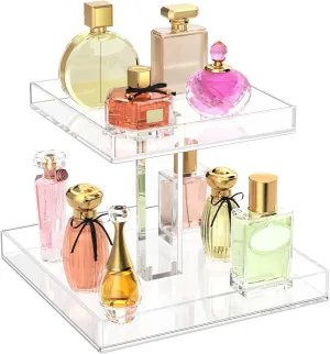 NIUBEE 2-Tier Acrylic Bathroom Cosmetic Storage Organizer for Dresser and Countertop - Standing Perfume Tray for Bedroom Decor