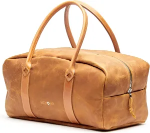 NOKONA Weekender Travel Duffle Bag | Handcrafted in Premium American Ballglove Leather | Made in the USA (Generation Tan)