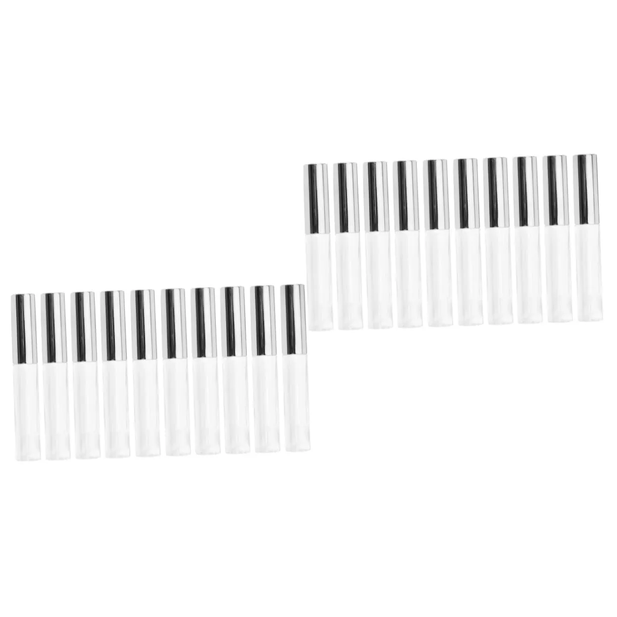 NOLITOY 2sets 10ml Silver Labial Glair Circular Tubes Empty Lip Gloss Tube Wand Fashion Lip Gloss Tube for Travel 10pcs*2