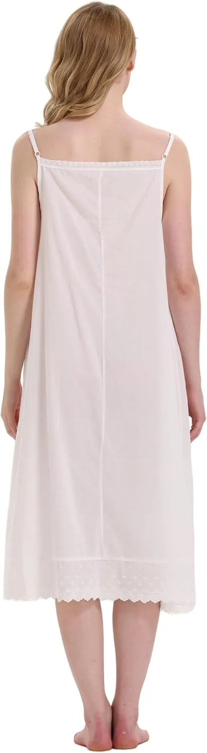Non-Cling White Cotton Full Slip for Under Dresses nightgowns nightgown