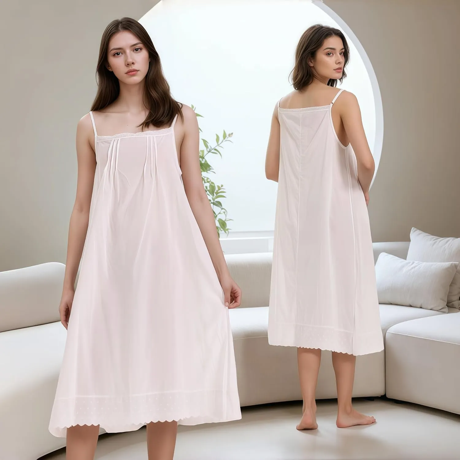 Non-Cling White Cotton Full Slip for Under Dresses nightgowns nightgown