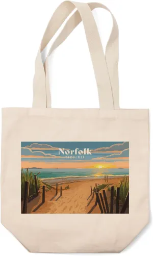 Norfolk, Virginia, Painterly, Beach Path (100% Cotton Canvas Reusable Tote Bag)