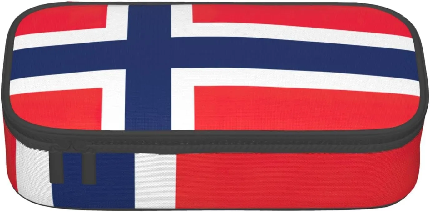 Norwegian flag Print Practical Pencil Case 8.3 x 2 x 3.7 In Functional Organizer for Pens Pencils