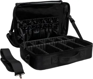 (Not Made In China) Makeup Train Case, Cosmetic Organizer Bag, Travel Make Up Storage With Adjustable Dividers For Cosmetics, Jewelry, Fragrance, Nail Polish and Brushes (1, Black, Large)