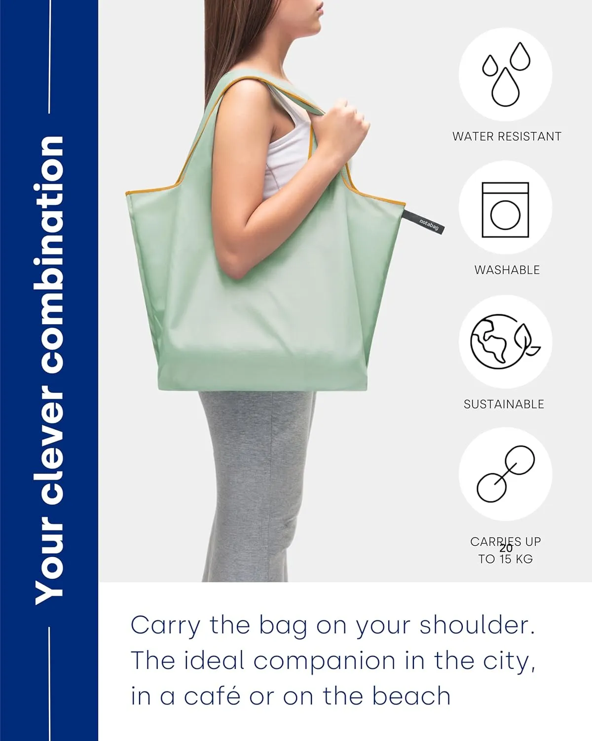 Notabag Tote Bag – Foldable tote bag made from recycled PET – lightweight & water resistant tote bag