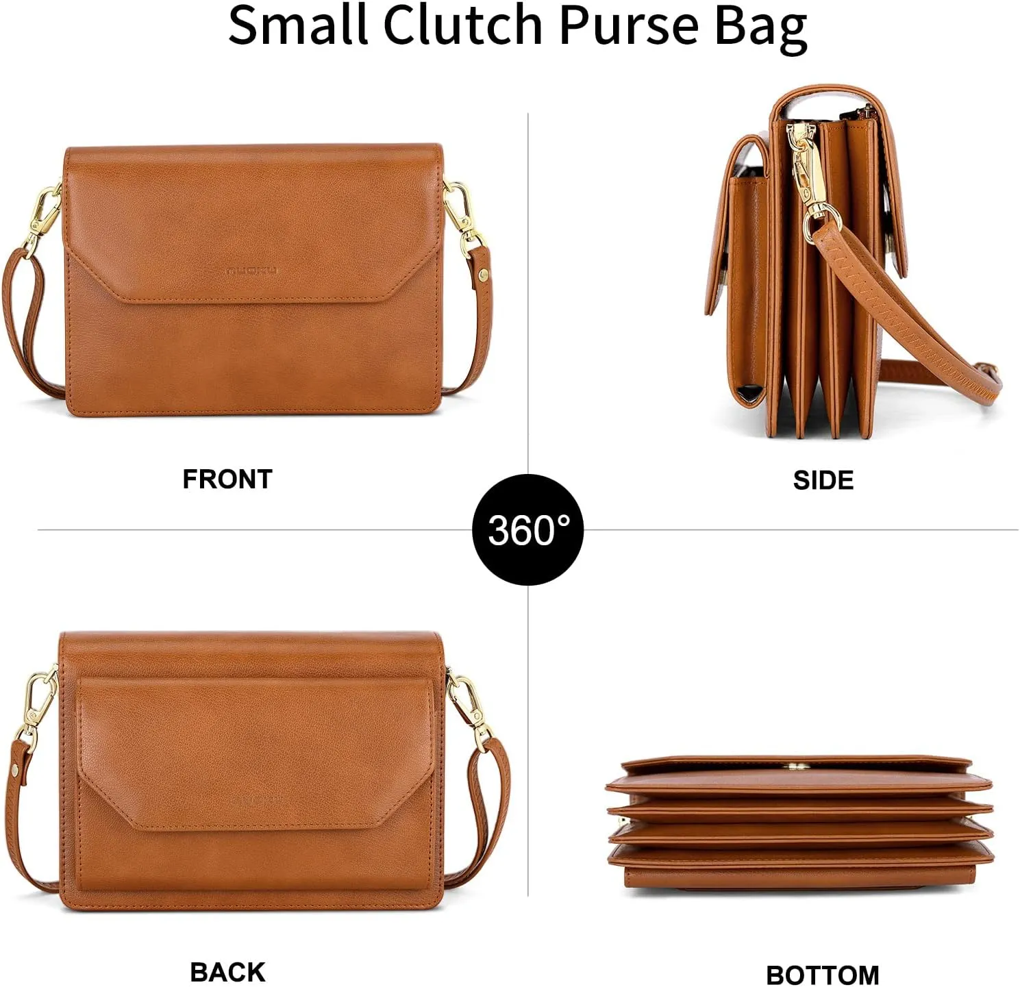 nuoku Purse Small Clutch for Women, Evening Wristlet Handbag, Cute Wallet PU Leather Crossbody