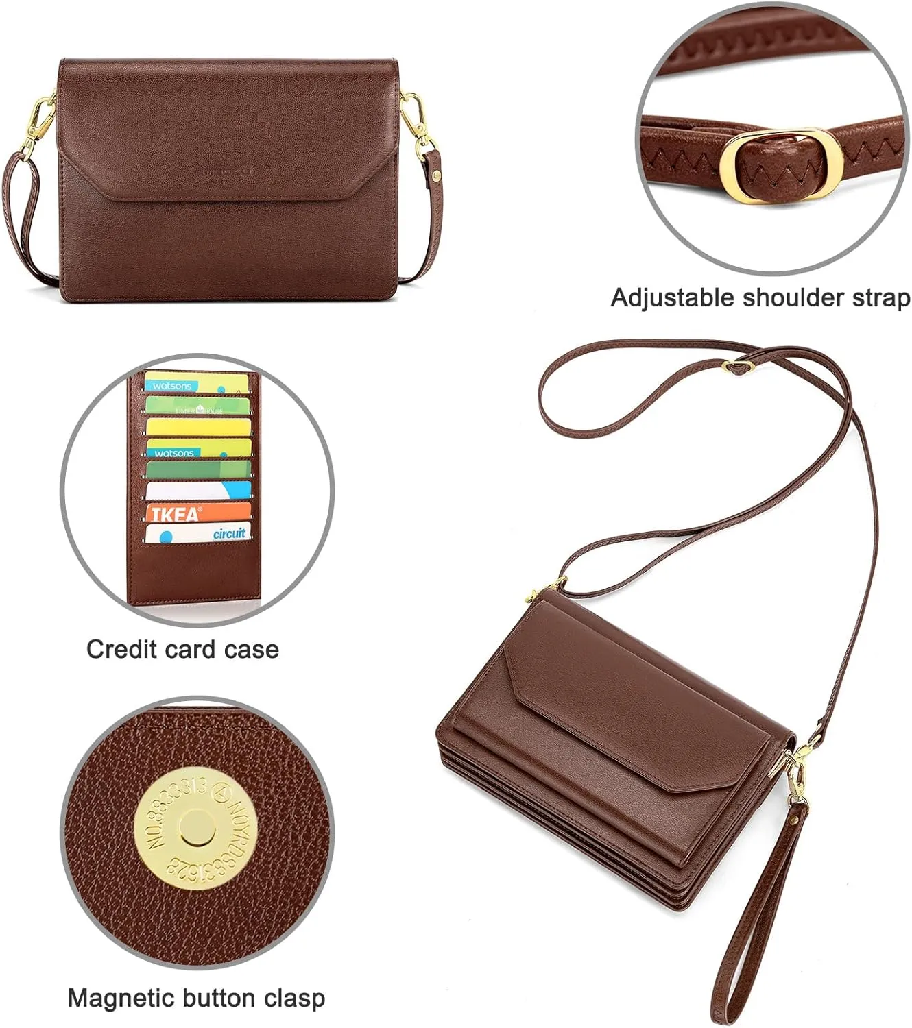 nuoku Purse Small Clutch for Women, Evening Wristlet Handbag, Cute Wallet PU Leather Crossbody
