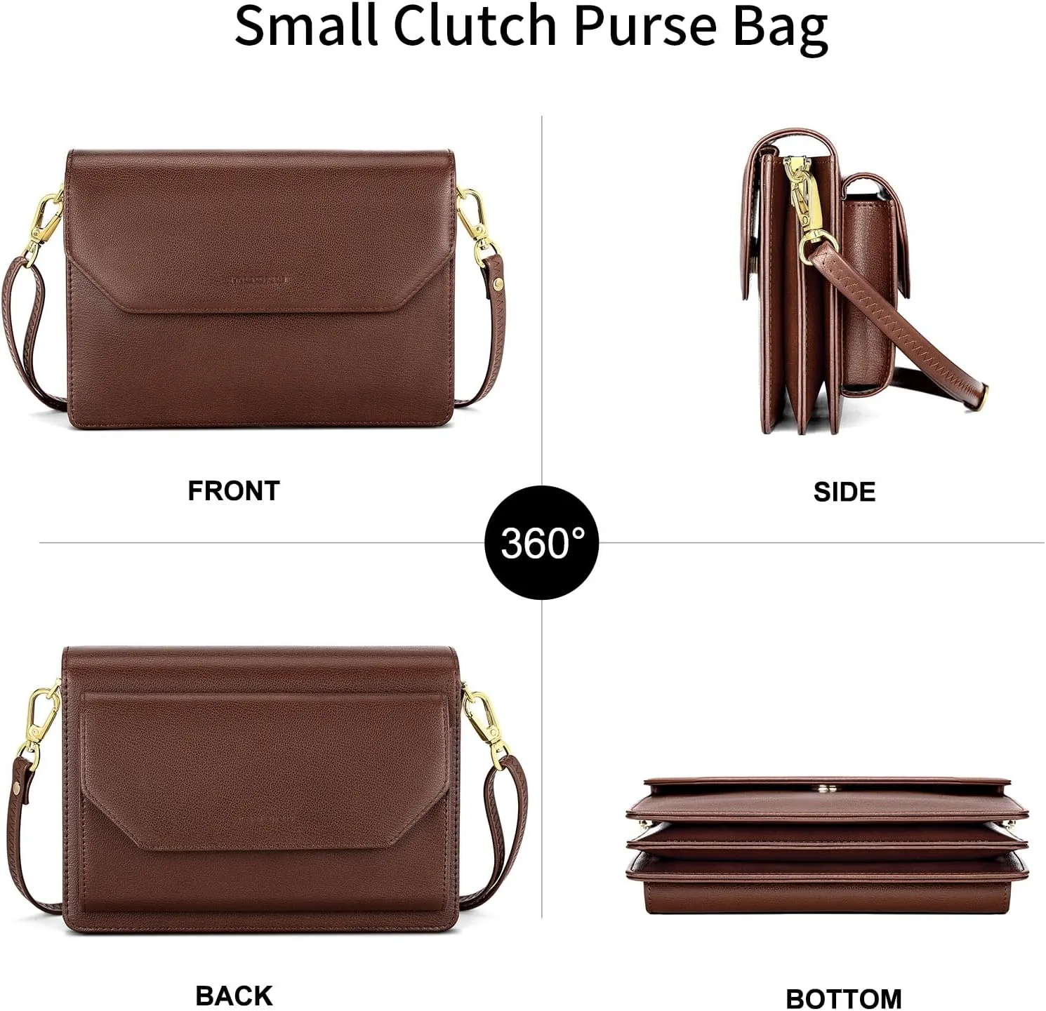 nuoku Purse Small Clutch for Women, Evening Wristlet Handbag, Cute Wallet PU Leather Crossbody