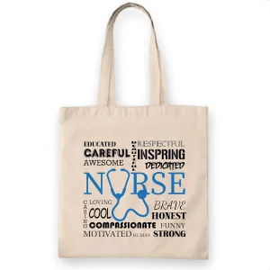 Nurse Careful Inspiring for Nurse Gift White Multicolor Canvas Tote Bag