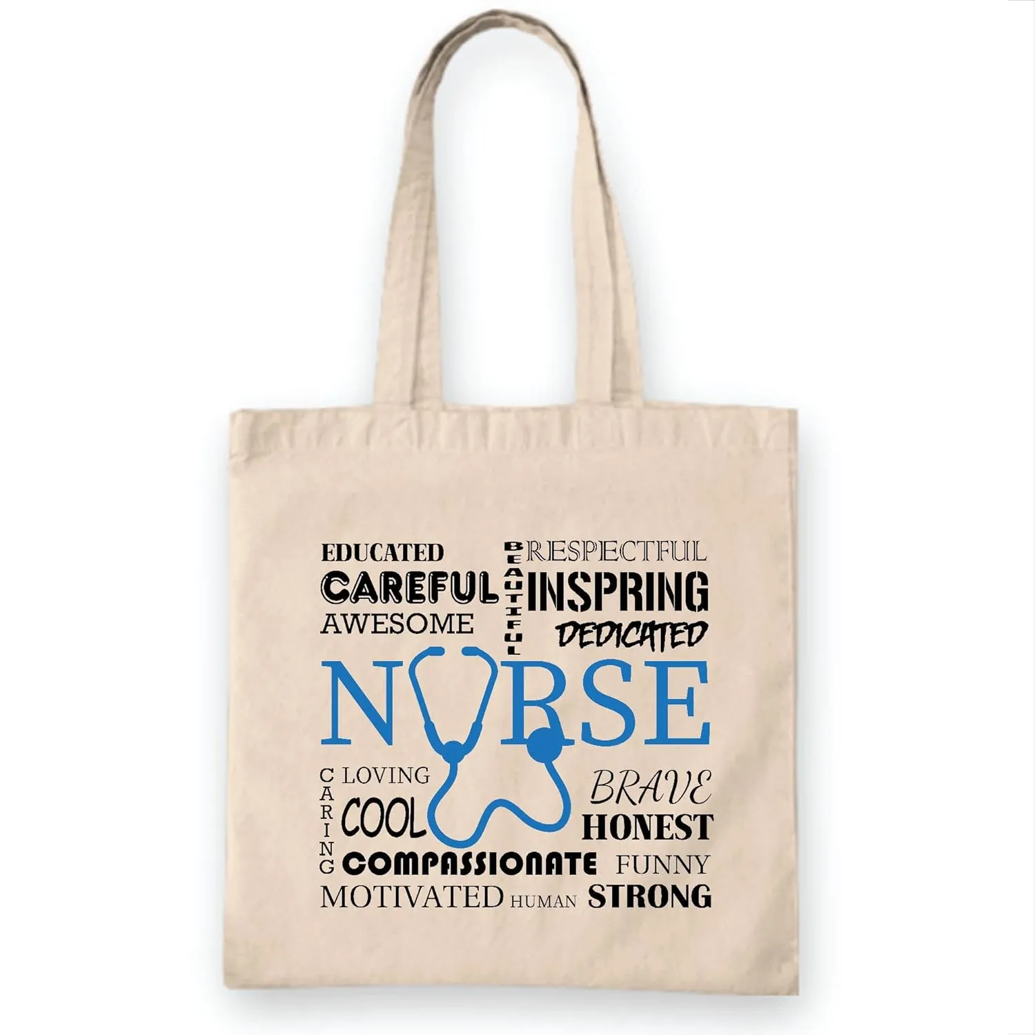 Nurse Careful Inspiring for Nurse Gift White Multicolor Canvas Tote Bag