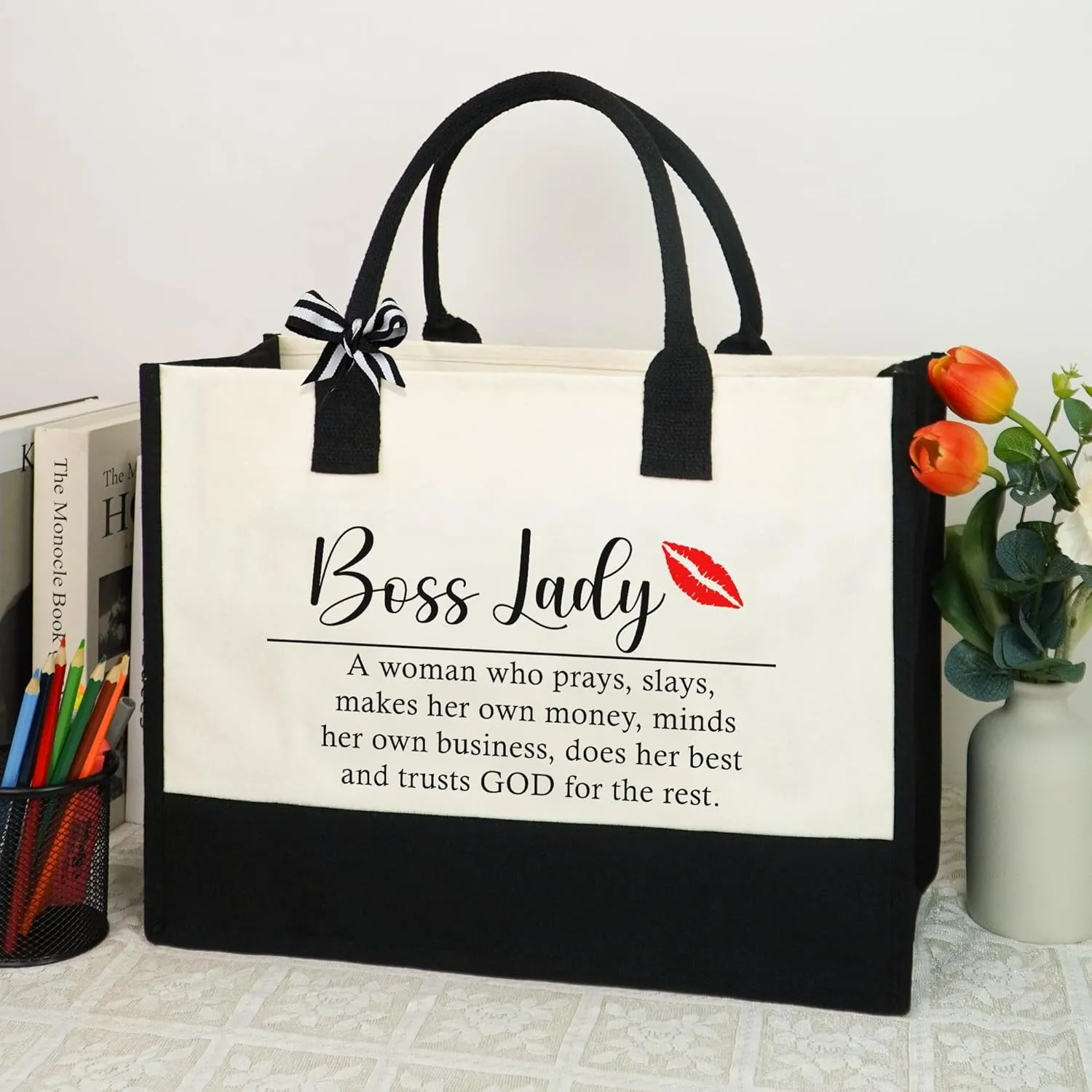 OASSIE Appreciation Gifts for Women - Canvas Tote Bag 13oz with Zipper - Mothers Day Birthday Thank You Gifts for Women Mom
