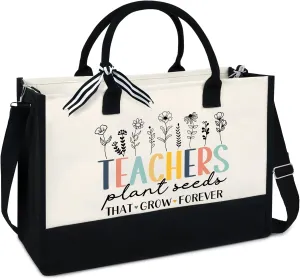 OASSIE Teacher Appreciation Gifts - Canvas Tote Bag 13oz With Zipper - Teacher's Day Birthday Thank You Gifts for Teachers