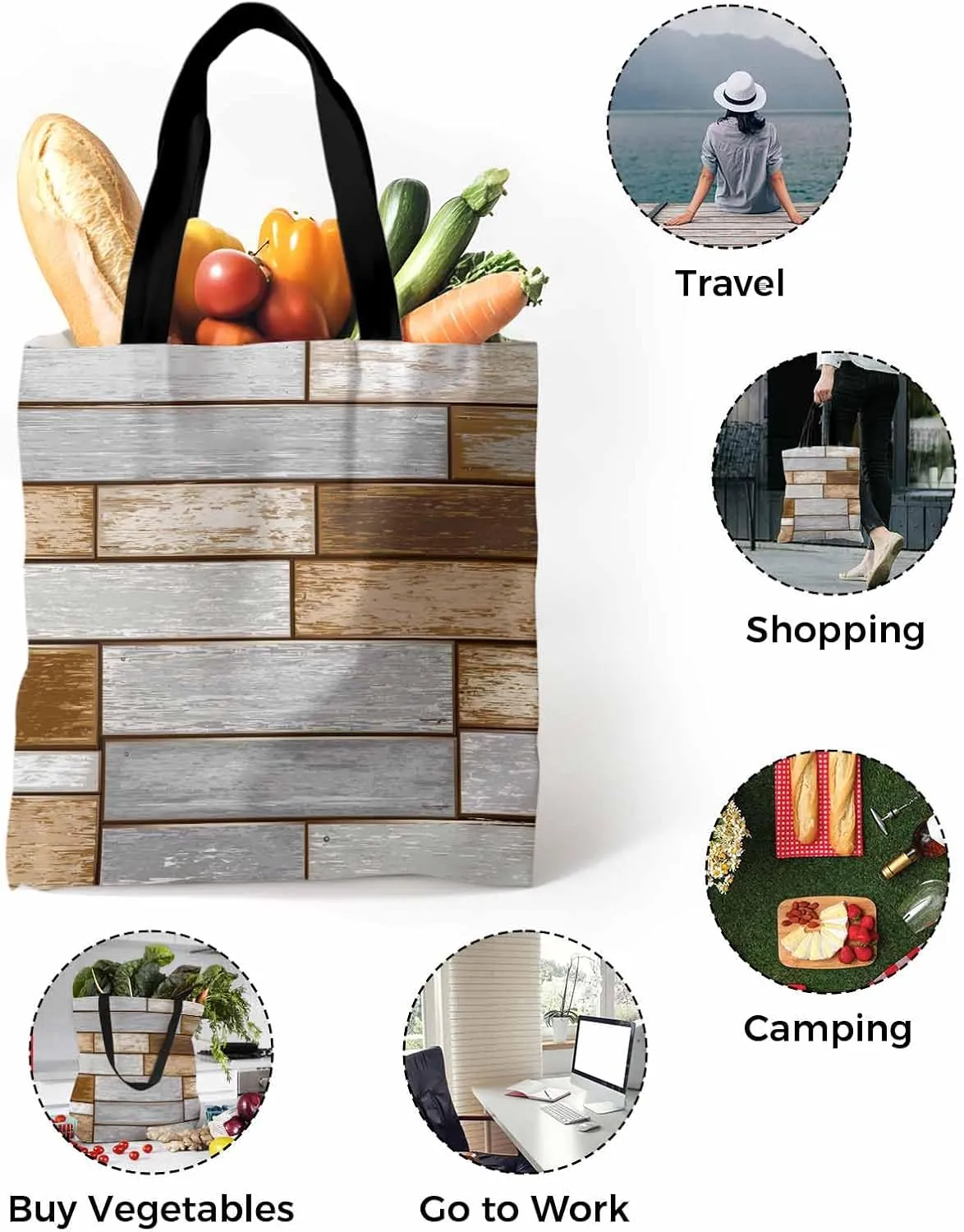 Ocean Party Fall Canvas Tote Bag Eucalyptus Leaf Shoulder Bag Casual Bag with Inner Pocket for Shopping Grocery Work