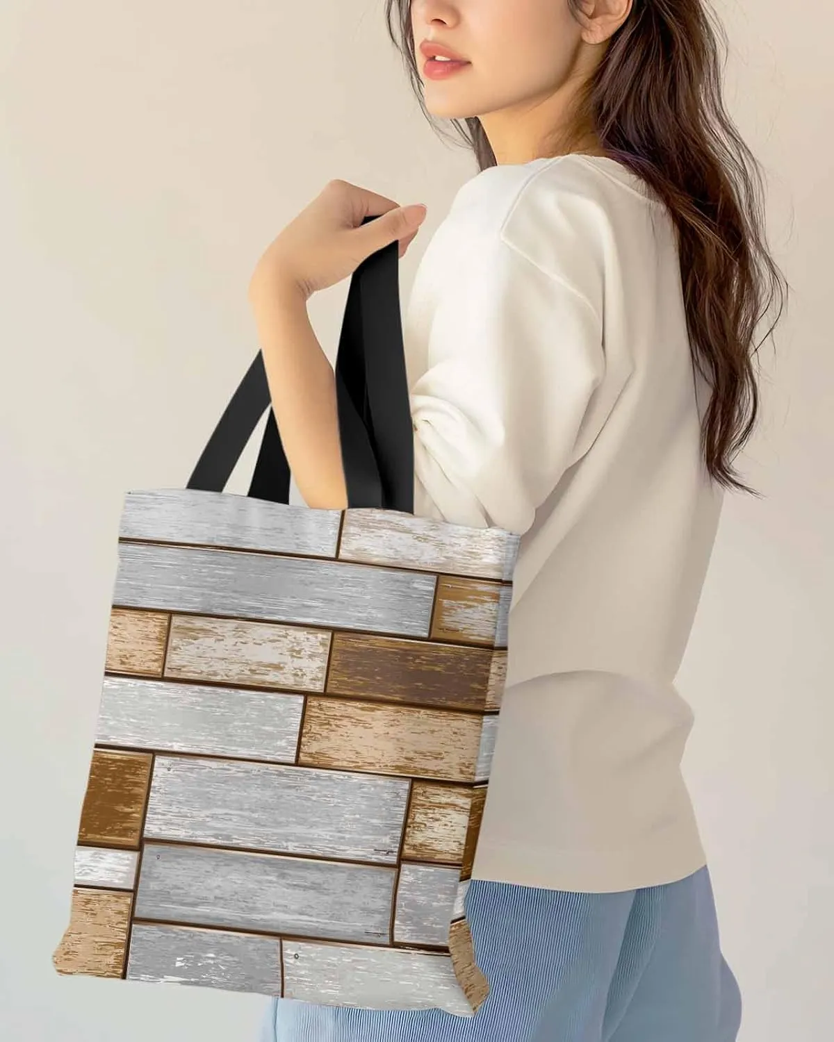 Ocean Party Fall Canvas Tote Bag Eucalyptus Leaf Shoulder Bag Casual Bag with Inner Pocket for Shopping Grocery Work