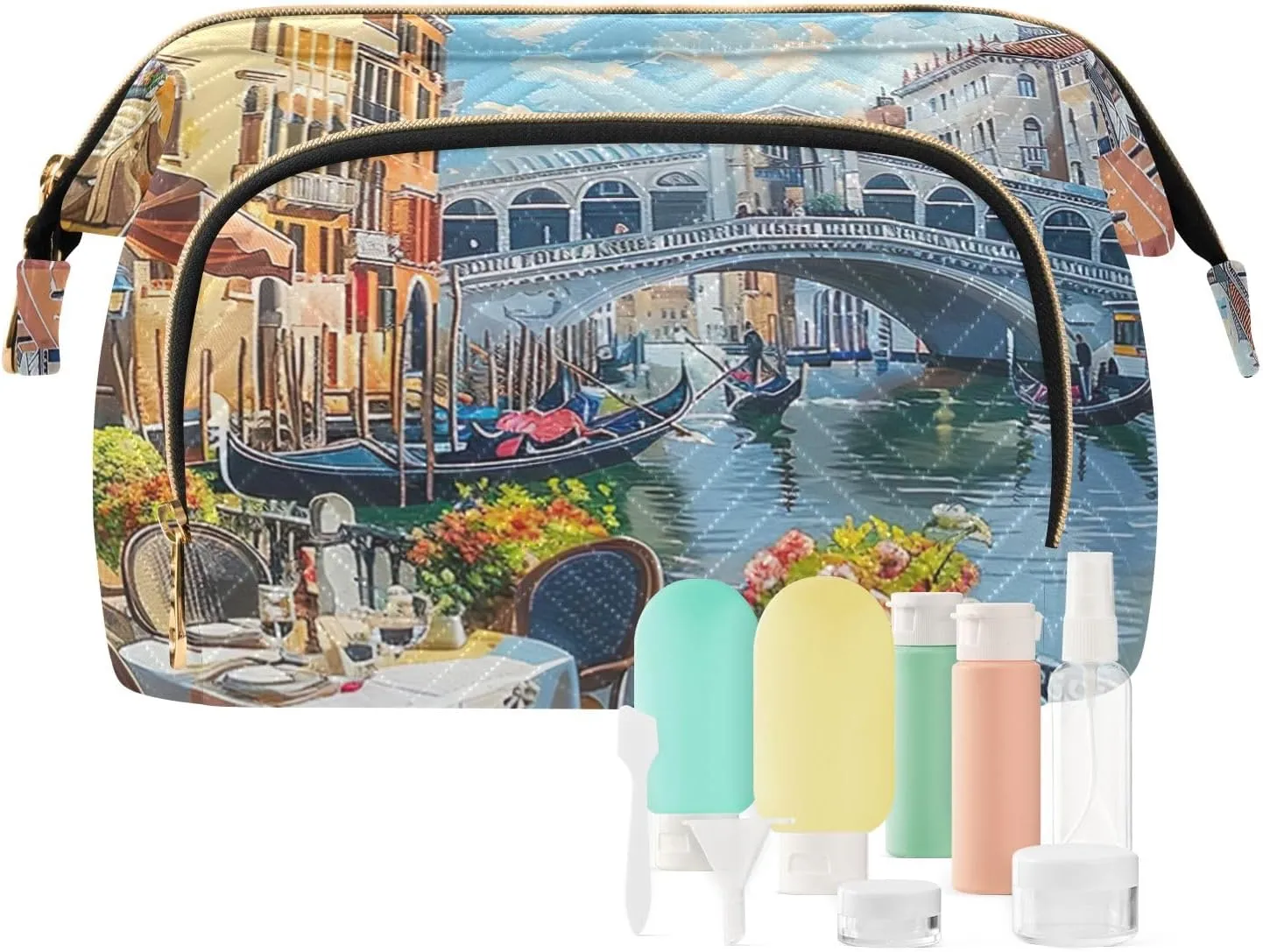 ODAWA Scene of Venice Cosmetic Bag Portable Toiletry Bag Makeup Bag Travel Cosmetic Bag Toiletry Bag Organizer Pouch