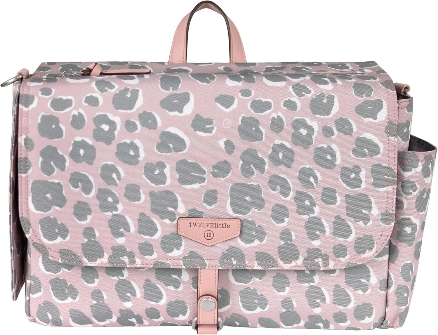 On-The-Go Stroller Caddy 3.0 - Travel Style Diaper Bag, Messenger Diaper Bag, Includes Stroller Clips and Changing Pad - Pink Leopard