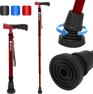 One-Button MagicFold Walking Cane (Anchor Series) – Fold Manually Like an Umbrella | Compact, Lightweight & Travel-Friendly Folding Cane, Adjustable, All-Terrain Tips, Elegant Muted Tones