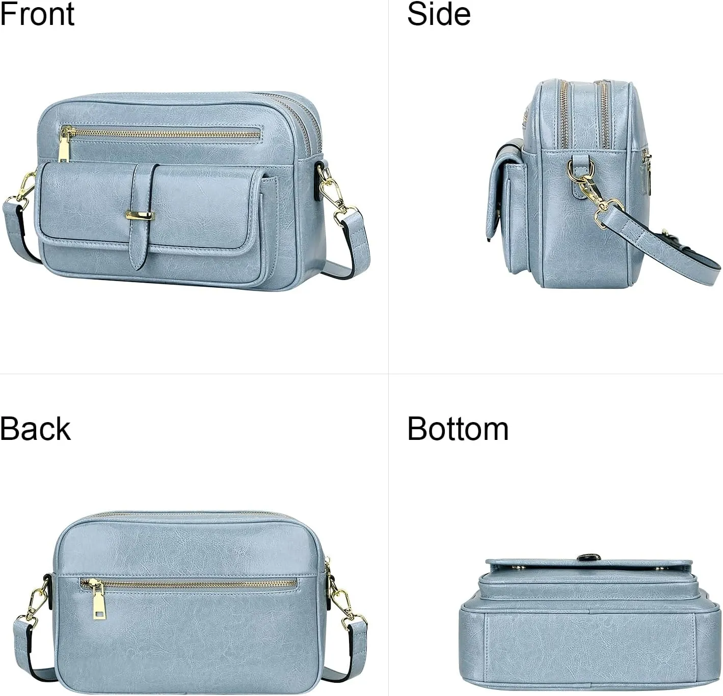 Over Earth Leather Crossbody Purses Messenger Bag for Women with Double Main Pockets