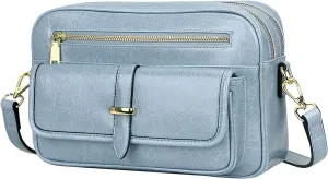 Over Earth Leather Crossbody Purses Messenger Bag for Women with Double Main Pockets