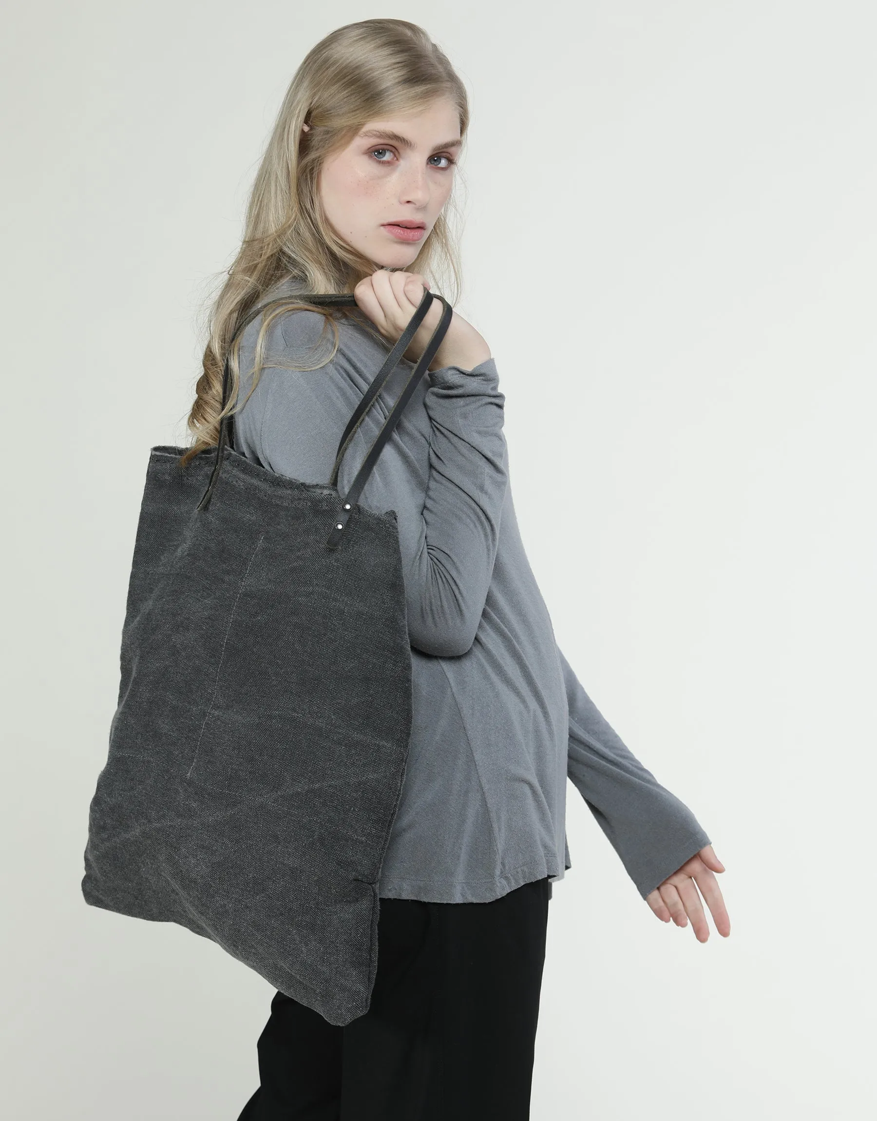 Oversize Grey Canvas Tote