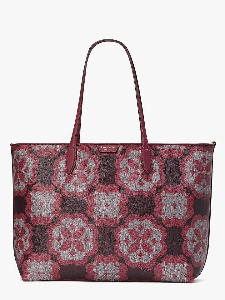 Oversized Spade Flower Monogram Coated Canvas Sutton Large Tote