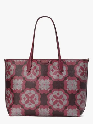 Oversized Spade Flower Monogram Coated Canvas Sutton Large Tote