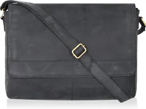 Ozora Genuine Leather Unisex Crossbody Messenger Bag with Adjustable Strap for 17 Inch Laptop, Travel, Office