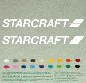 Pair 12" Starcraft Compatible Replacement Decals Vinyl Stickers *White* Vinyl Stickers Boat Outboard Motor Set of 2
