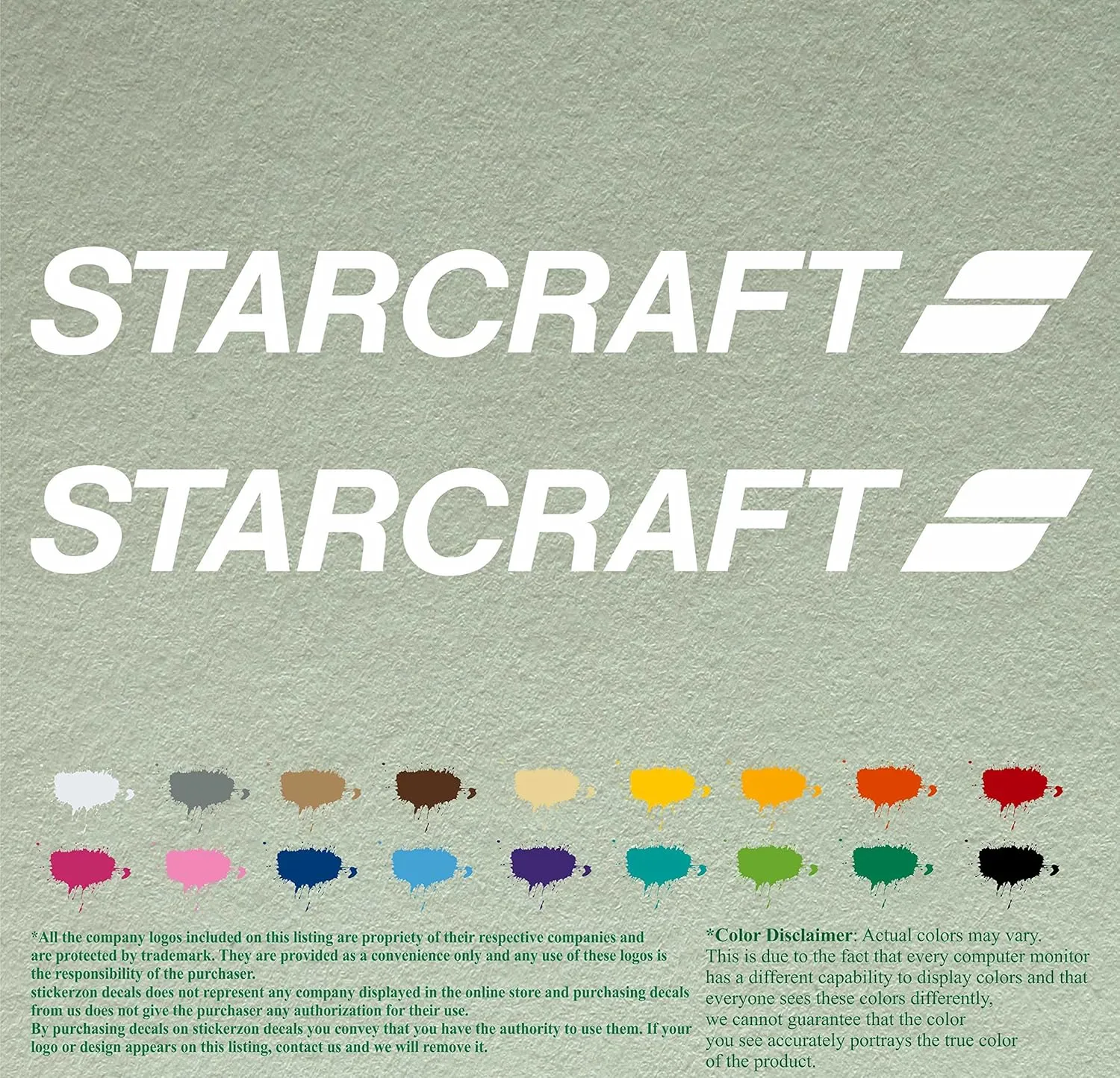 Pair 12" Starcraft Compatible Replacement Decals Vinyl Stickers *White* Vinyl Stickers Boat Outboard Motor Set of 2