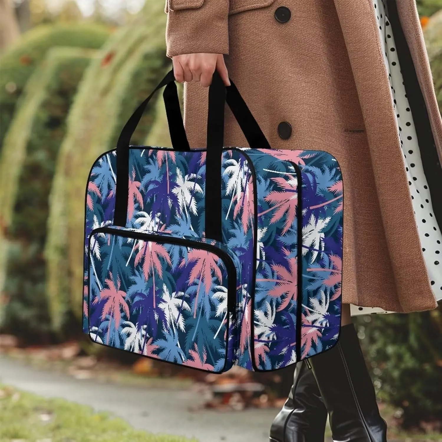 Palm Tree Portable Sewing Machine Handbag Tote Bag for Sewing Machine with Top Handle for Most Standard Singer, Brother Not Easy to Pilling and Fade