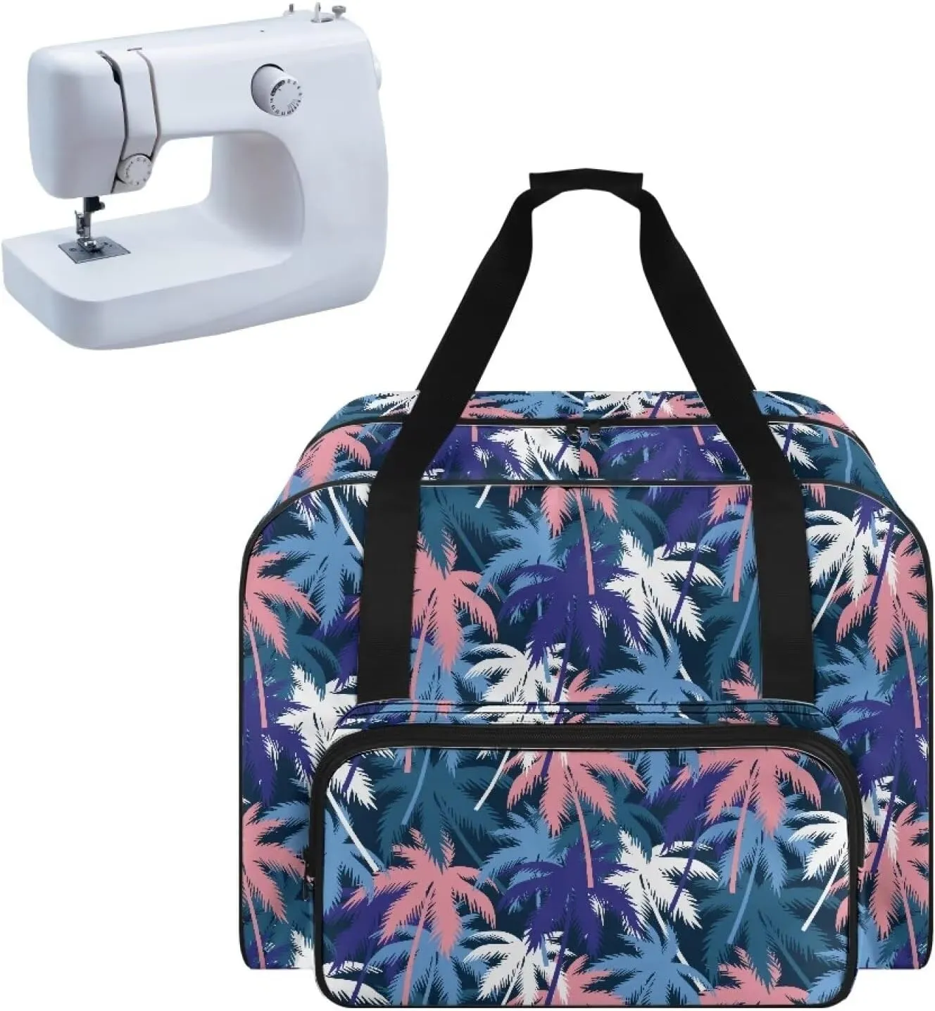 Palm Tree Portable Sewing Machine Handbag Tote Bag for Sewing Machine with Top Handle for Most Standard Singer, Brother Not Easy to Pilling and Fade